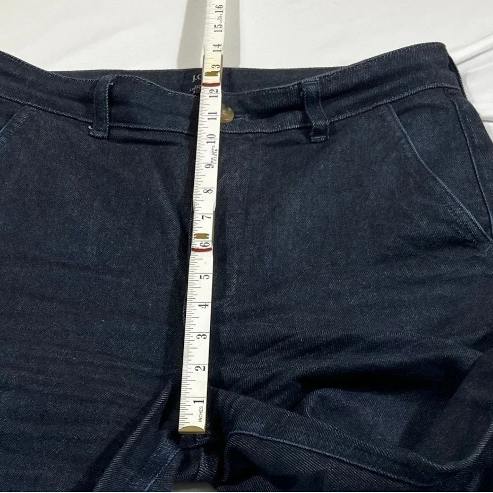 J.Crew Trouser Jean Womens 28 Dark Indigo High Rise Wide Leg Stretch Denim